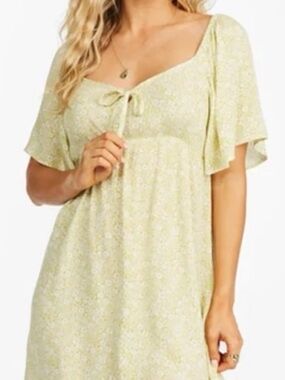 Billabong Light Yellow Floral Tie-Front Summer Dress